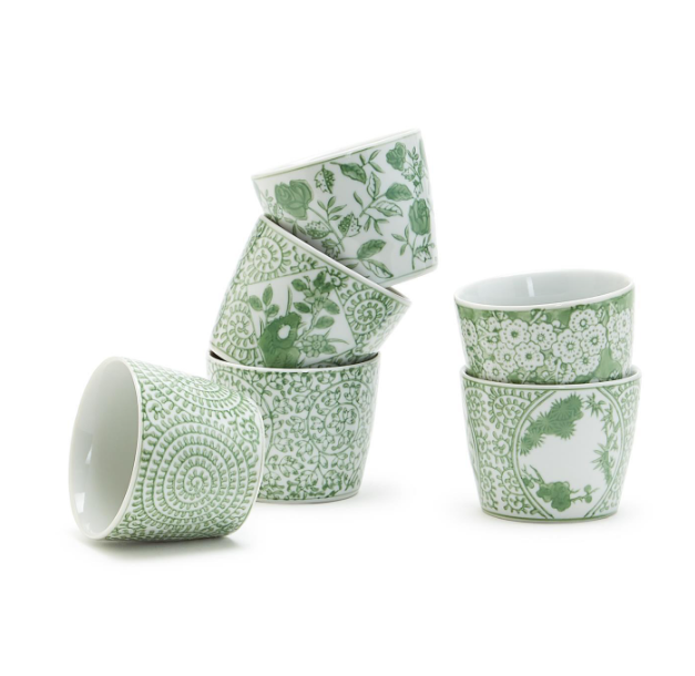 Decorative Green/White Mini Cachepot, Assorted Designs