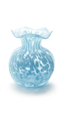 Ruffled Edge Spotted Vase, Blue