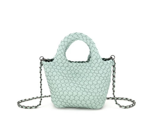 Braided Mini Tote Bag & Wristlet, Mint