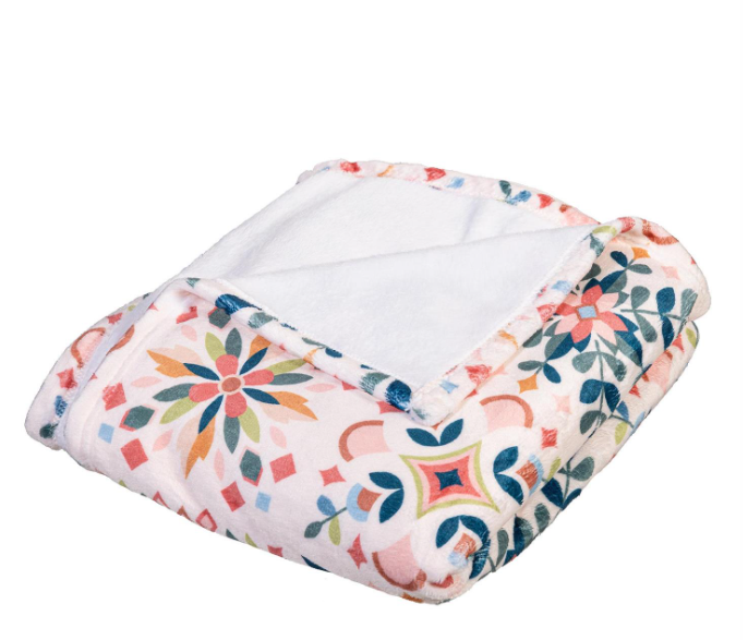 Bursting Blossoms Diamond Tapestry Plush Blanket, 60"L x 50"W