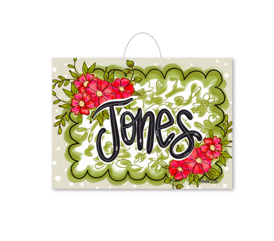 Custom Door Hanger - Green Scalloped Frame PDH1191