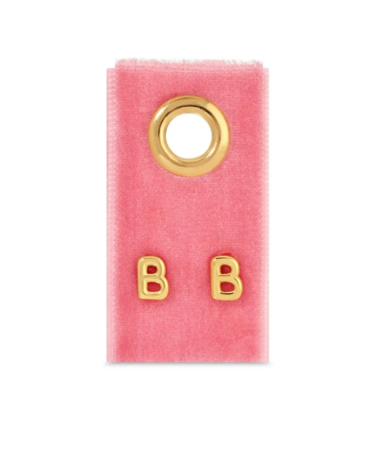 Gold Initial Studs on Gift Tag, Letter B