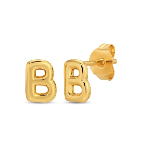 Gold Initial Studs on Gift Tag, Letter B
