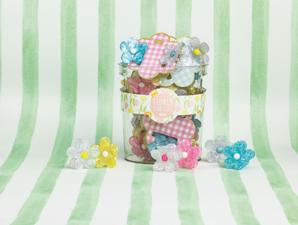 Flower Claw Clip Set, Yellow-White