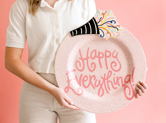 Big Round Platter Pink Small Dot