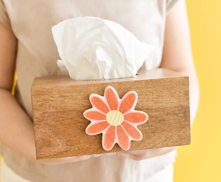 Mini Rectangle Wood Tissue Box