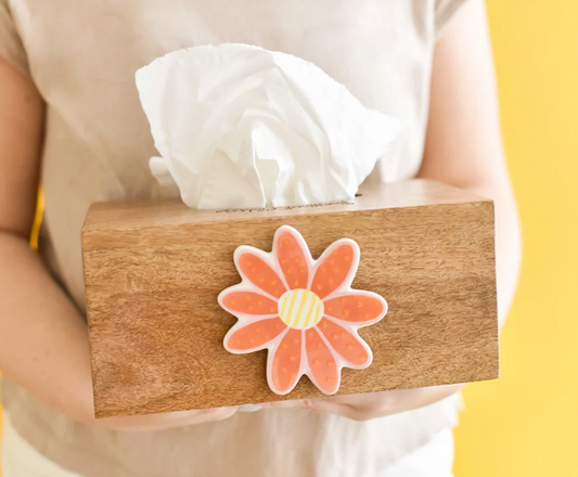 Mini Rectangle Wood Tissue Box