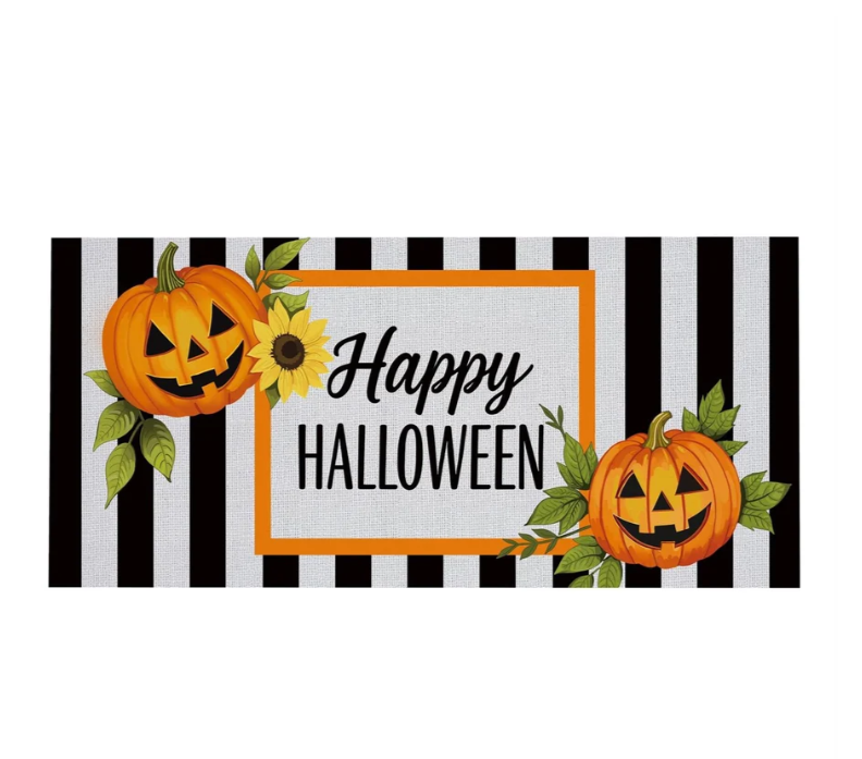 Happy Halloween Striped Jack O' Lantern Switch Mat
