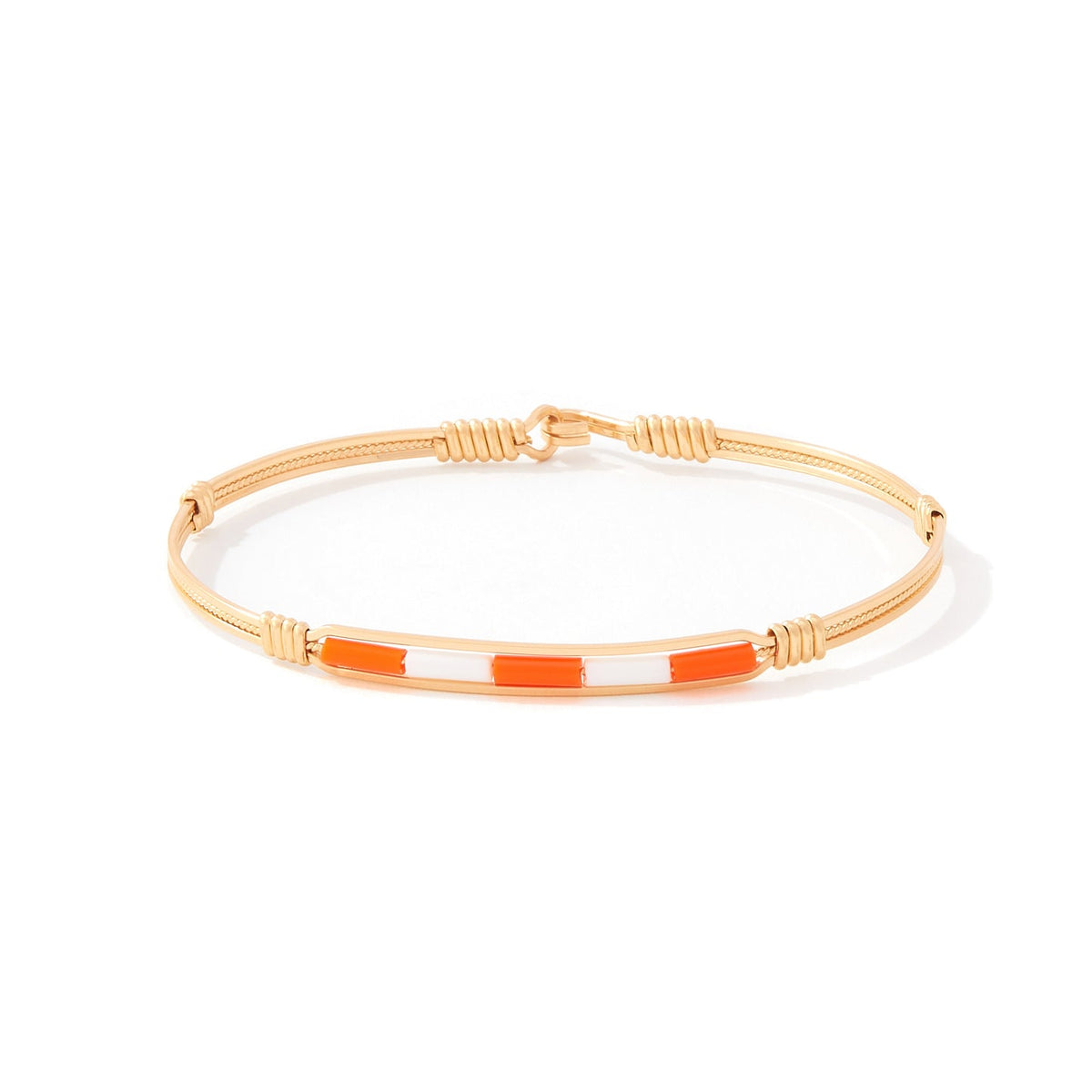 orange and white tennessee volunteers beaded bracelet on 24k gold metal band
