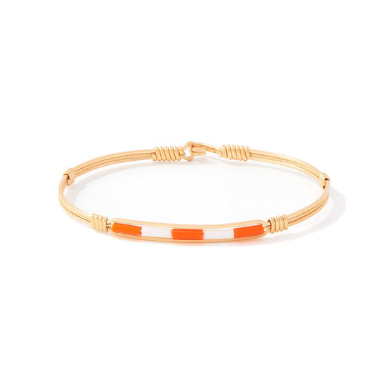 orange and white tennessee volunteers beaded bracelet on 24k gold metal band
