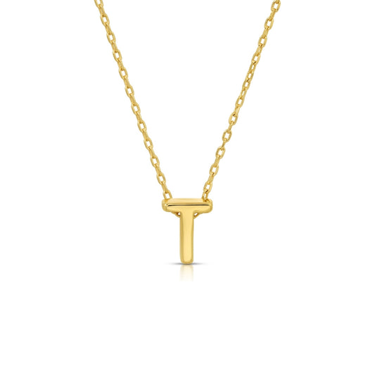 Gold Initial Necklace, T