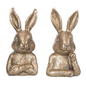 Resin Gold Bunny Bookend