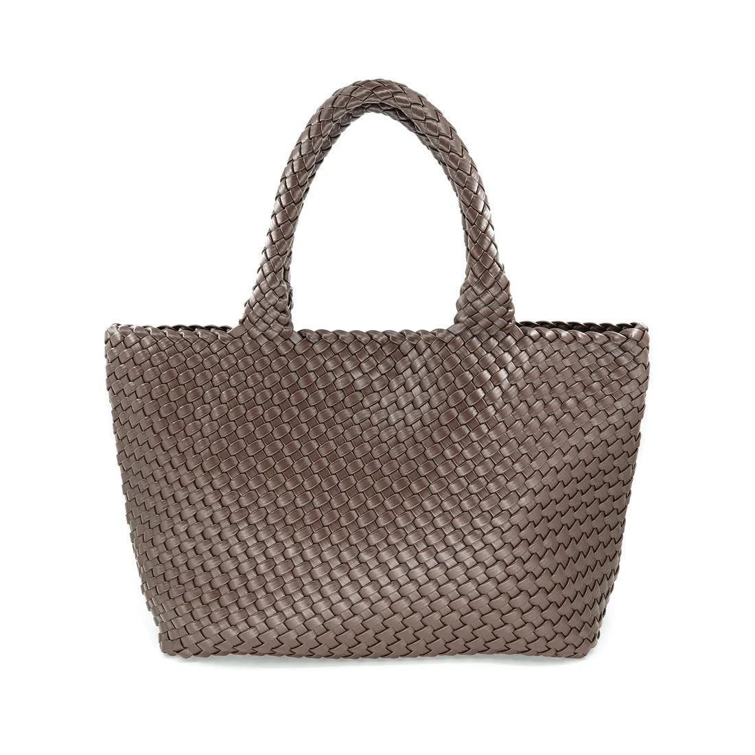Woven handbag on a white background