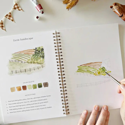 Watercolor Workbook w/ Paint Set, Farm