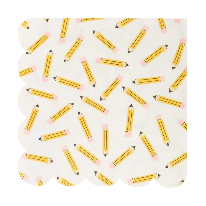 Pencil Pattern Scallop Cocktail Napkin