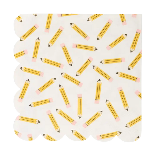 Pencil Pattern Scallop Cocktail Napkin