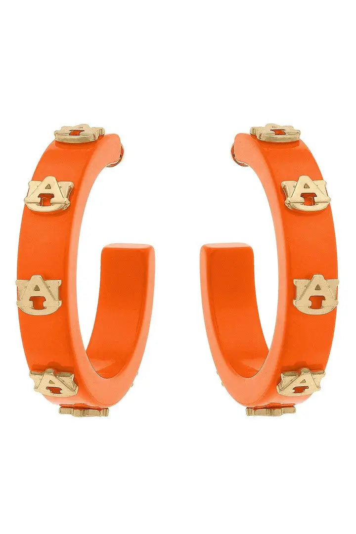 Auburn University Resin Hoop Earrings in Orange