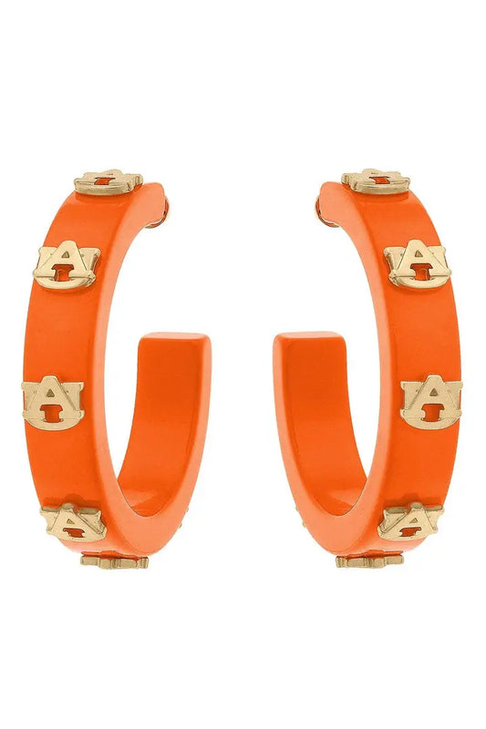 Auburn University Resin Hoop Earrings in Orange