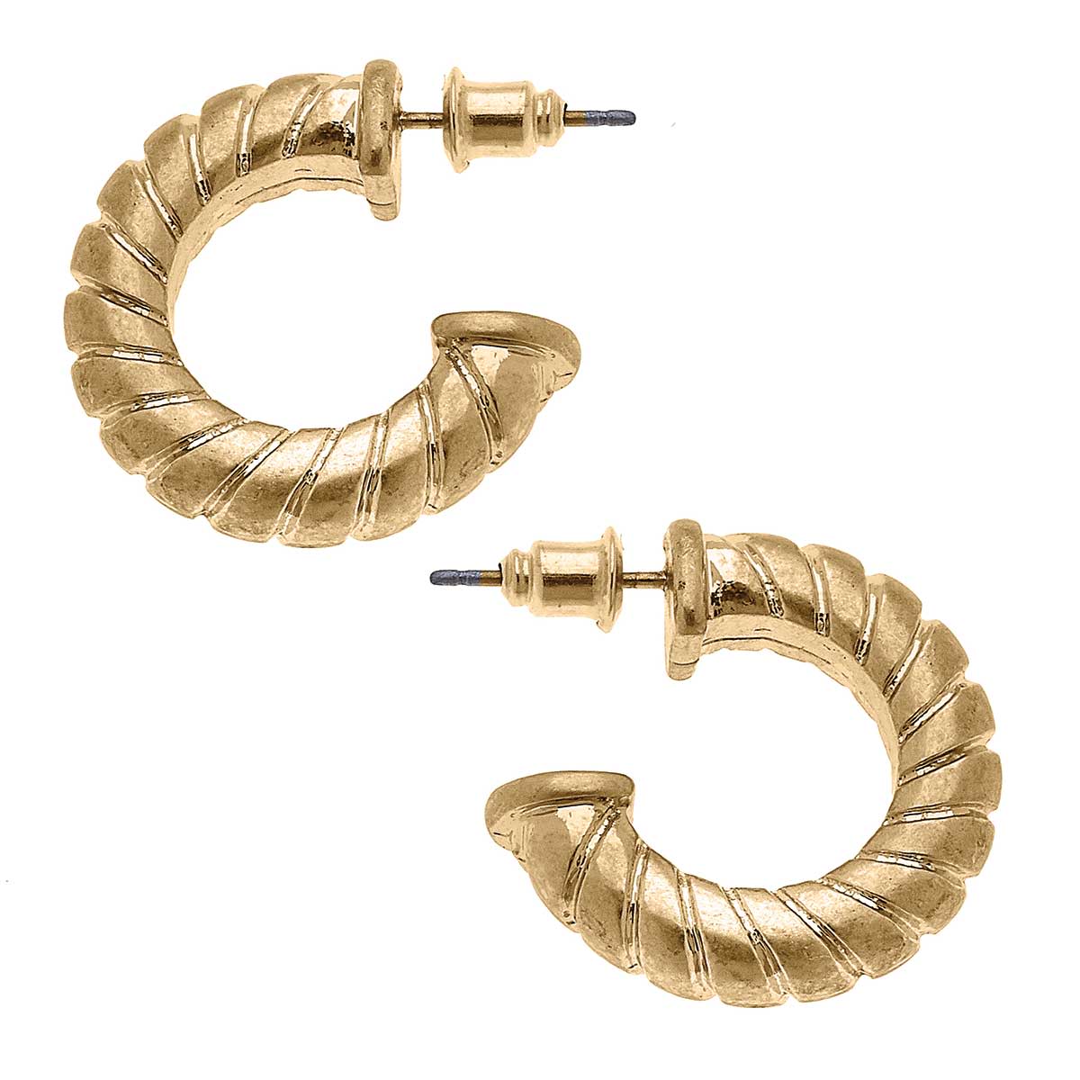 Augusta Twisted Metal Hoop Earrings Gold