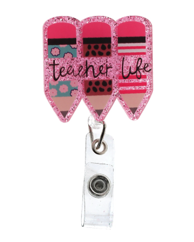 Teacher Life Badge Holder, Pink