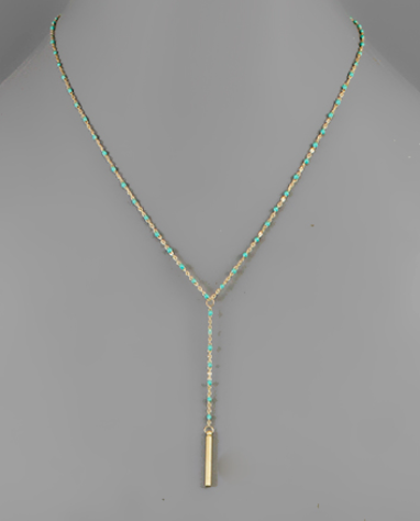 Bar Pendant Bead Y Necklace, Turquoise