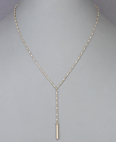 Bar Pendant Bead Y Necklace, White