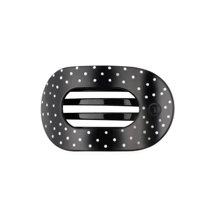 Black Polka Dot Party Flat Round Hair Clip Medium