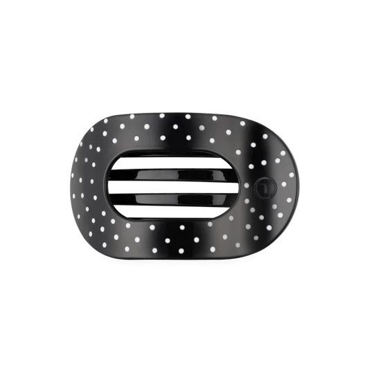 Black Polka Dot Party Flat Round Hair Clip Medium
