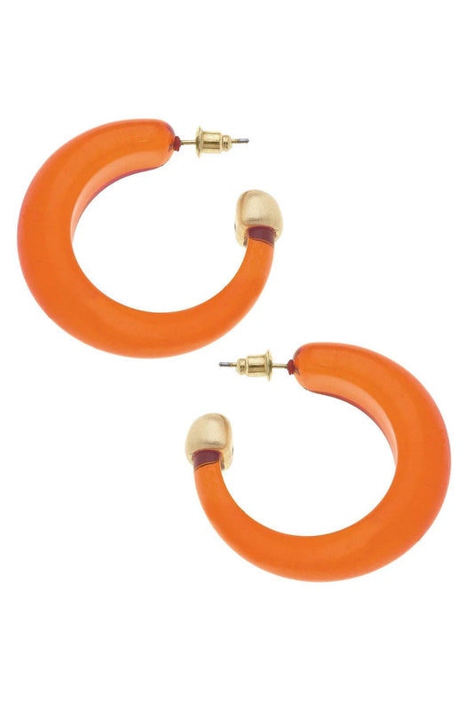 Brady Resin Hoop Earrings, Burnt Orange