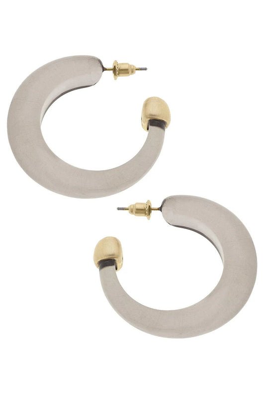 Brady Resin Hoop Earrings, Grey