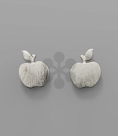 Apple Post Earrings, Satin Silver