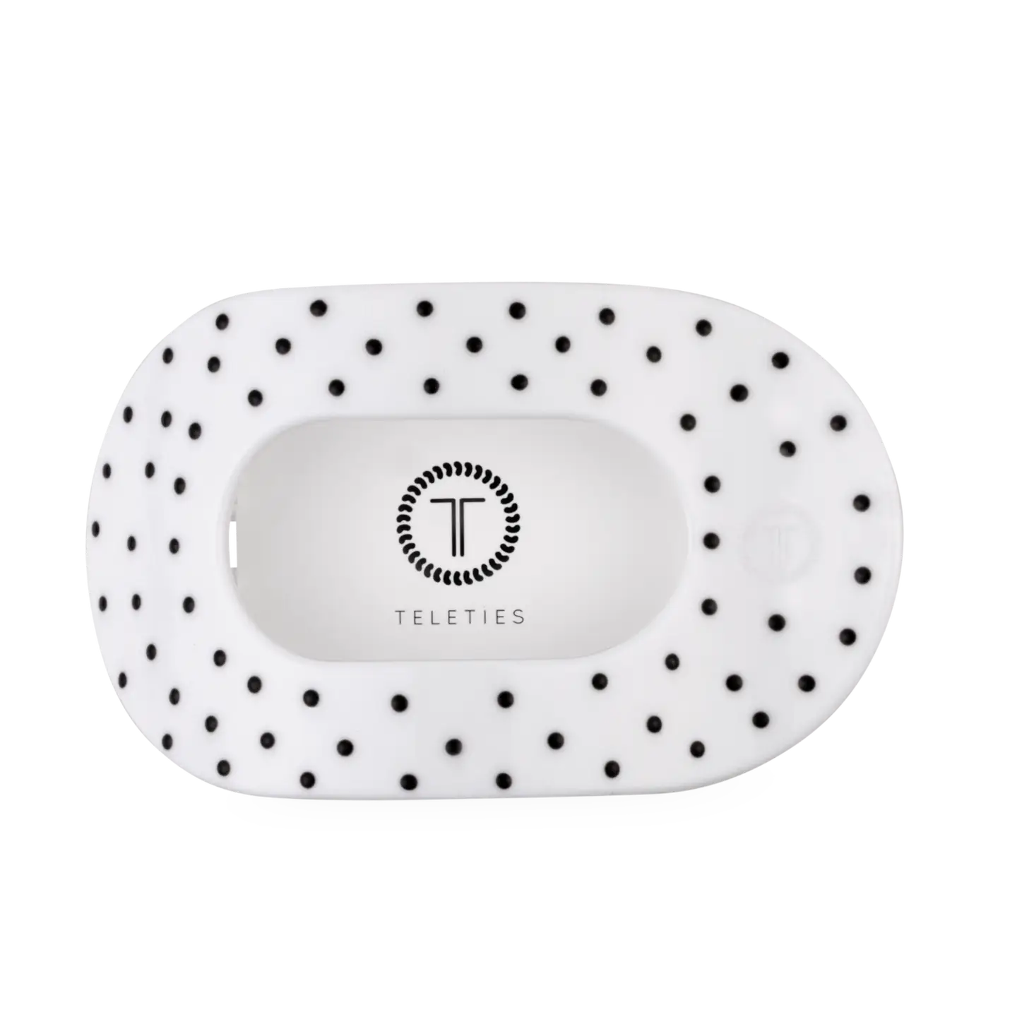 White Polka Dot Party, Flat Round Hair Clip Large