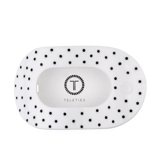 White Polka Dot Party, Flat Round Hair Clip Large