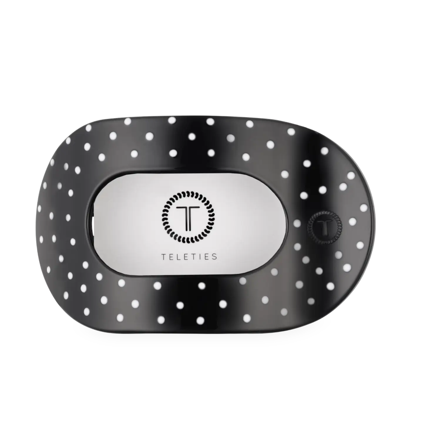 Black Polka Dot Party, Flat Round Hair Clip Large