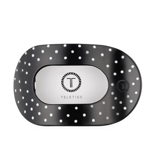 Black Polka Dot Party, Flat Round Hair Clip Large