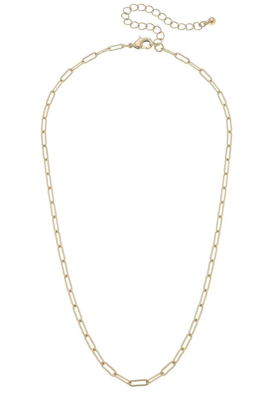 Celia Paperclip Chain Charm Necklace Base in Shiny Gold
