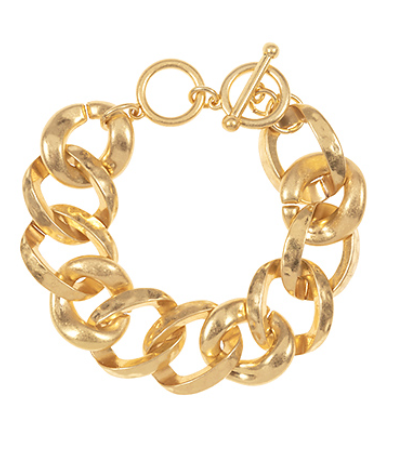 Chunky Chain Link Metal Bracelet, Vintage Gold