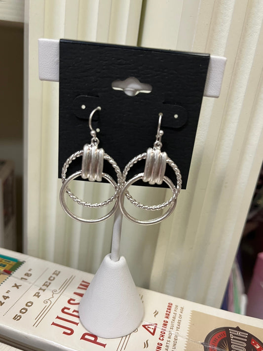 Double Hoop Silver Earrings