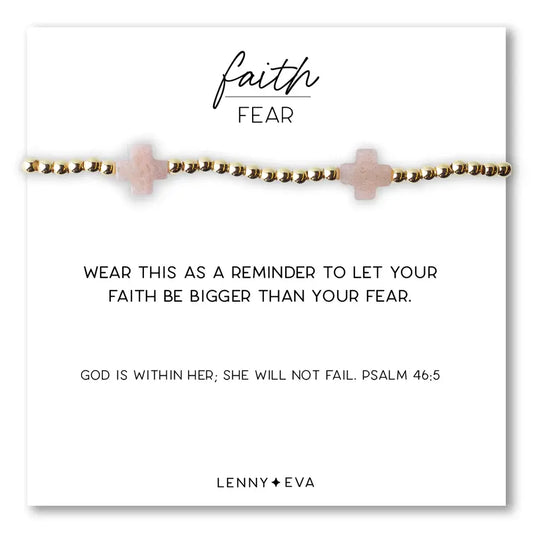 Faith Over Fear BraceletÂ­, SunstoneÂ­ Gemstone Cross