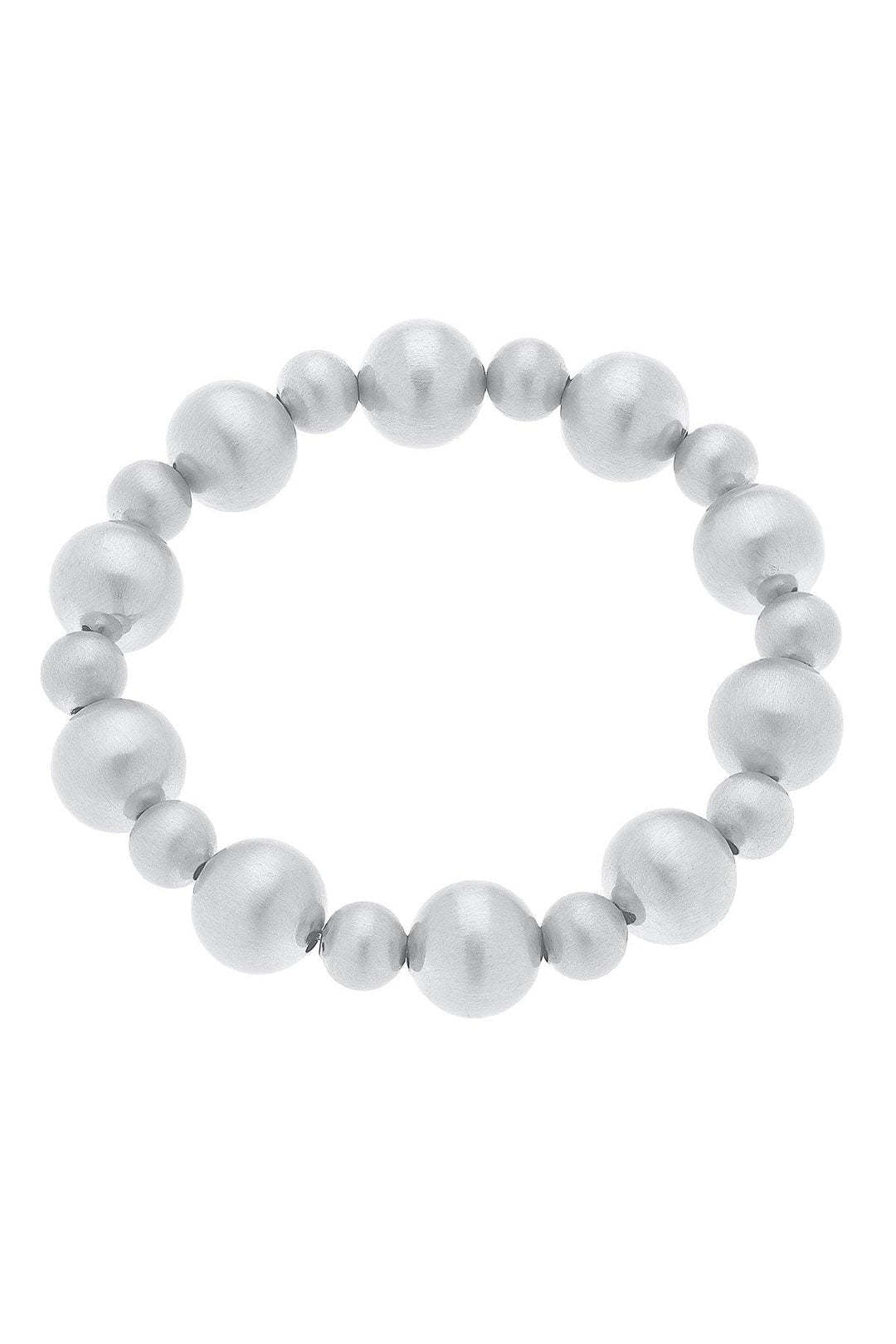 Ember Ball Bead Stretch Bracelet, Satin Silver