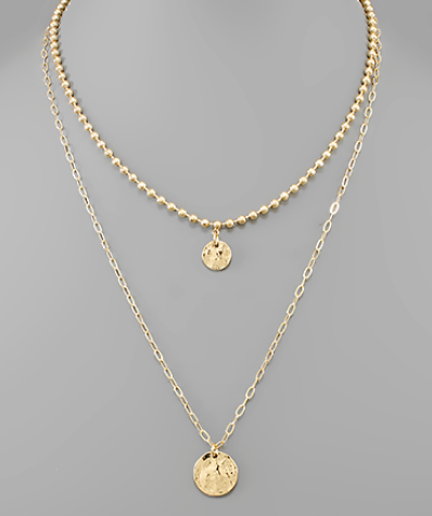 Hammered Disk Layered Choker Necklace, Gold