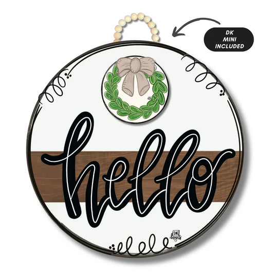 Door Hanger & Mini, Stained Stripe Hello + Wreath