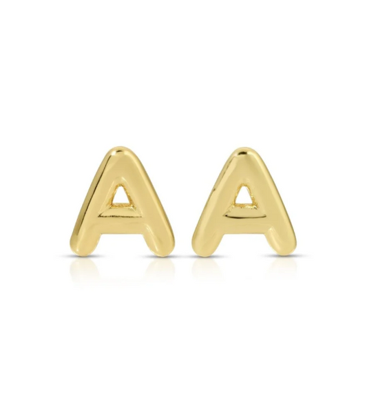 Gold Initial Studs on Gift Tag, Letter A