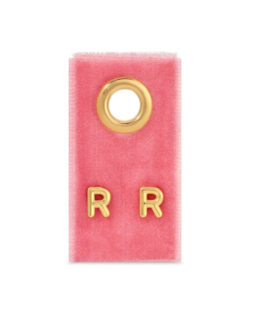 Gold Initial Studs on Gift Tag, Letter R