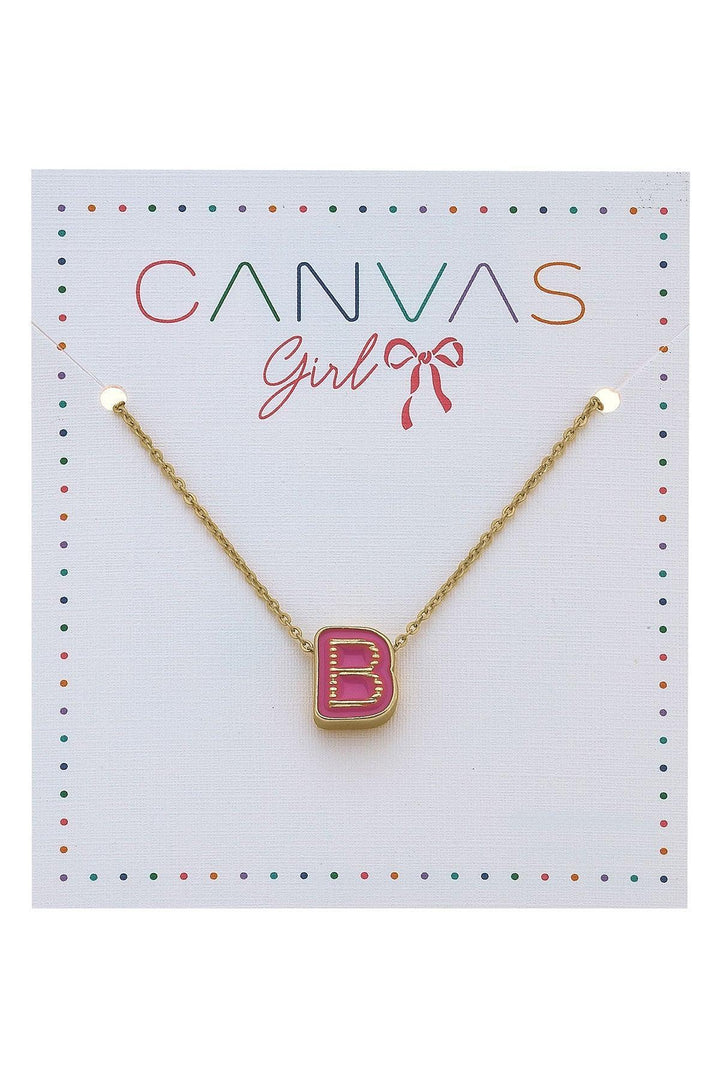 Children's Initial Pink Necklace B