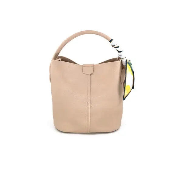 Scarf Bucket Purse, Beige Large