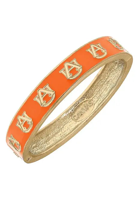 Auburn Tigers Enamel Logo Hinge Bangle in Orange