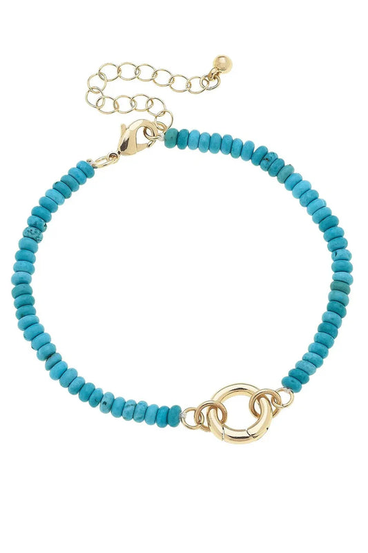 Lucy Beaded Charm Bracelet Base in Turquoise