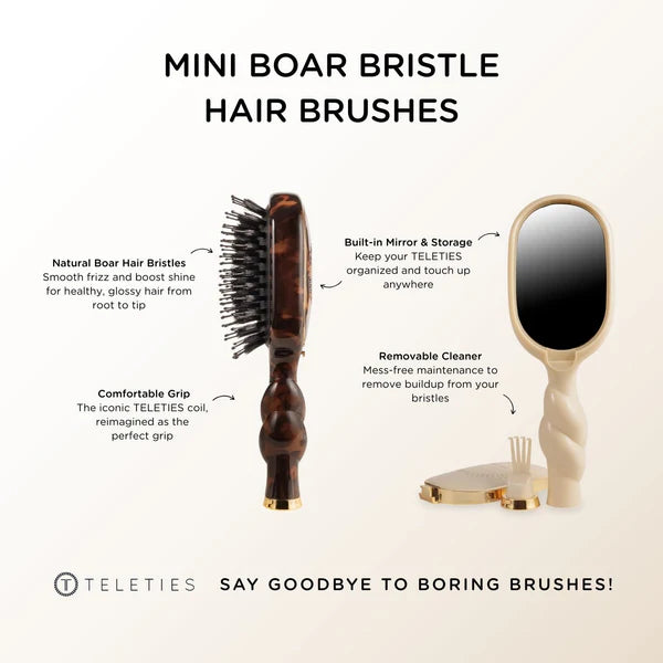 Mini Boar Hair Brush, Tan