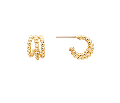 Mini Dot Triple Hoop Earrings, Gold